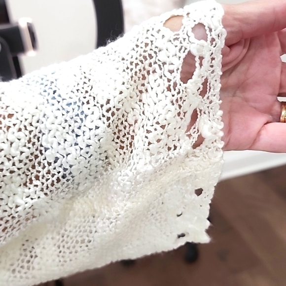 India Boutique Boho Crochet Dress/Swim Cover. Ivory, One Size. - Picture 5 of 5